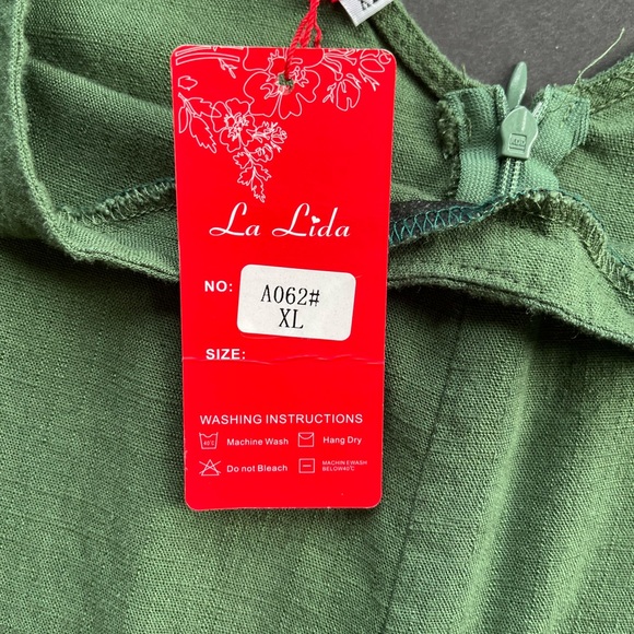 LA LIDA OLIVE GREEN XL JUMPER ZIPPER BACK POCKETS ONE PIECE JUMPER NWT - Picture 8 of 12